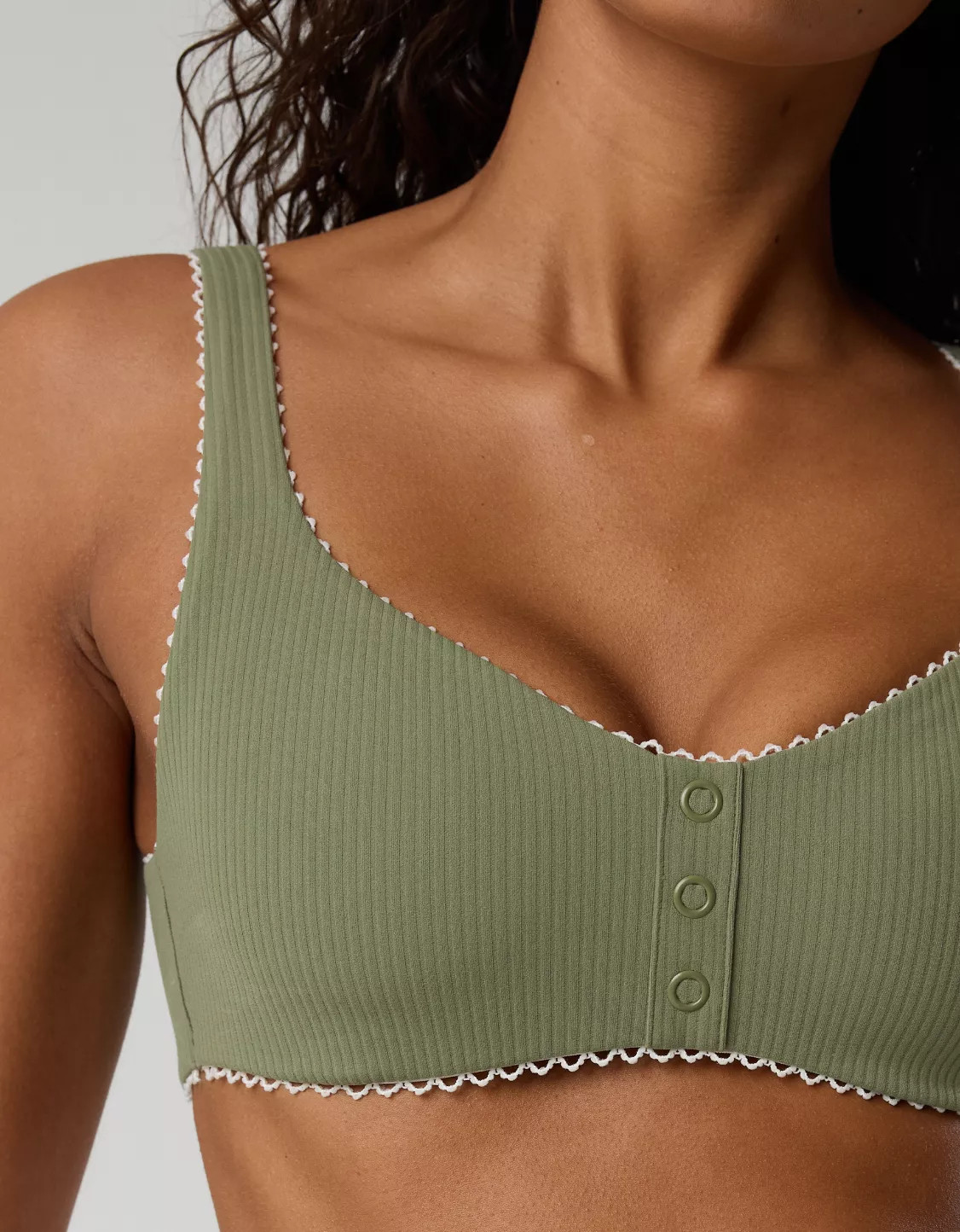 OFFLINE By Aerie Real Me XTRA Rib Picot Sports Bra | Aerie