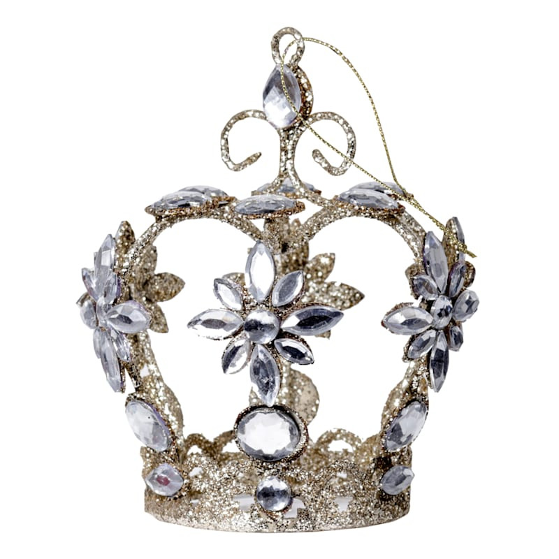 Gold Metal Crown Ornament, 4" | At Home