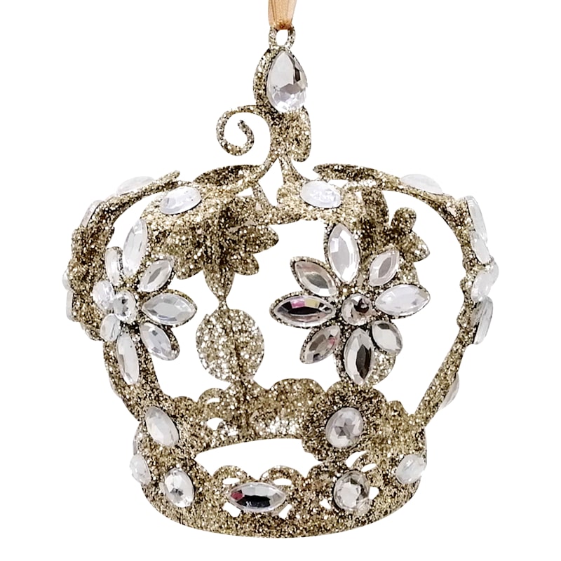 Gold Metal Crown Ornament, 4" | At Home