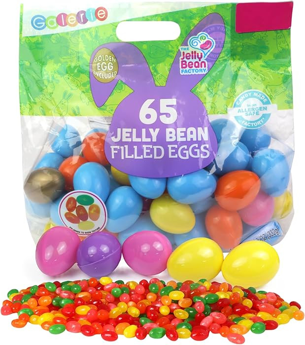 Bulk Plastic Candy Filled Easter Eggs, Jelly Beans, Assorted Bag of 65 | Amazon (US)