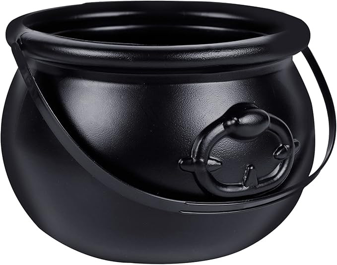 Zcaukya Halloween Large Cauldron, 7.4" Black Plastic Witch Pot with Handle, Vintage Witch Kettle ... | Amazon (US)