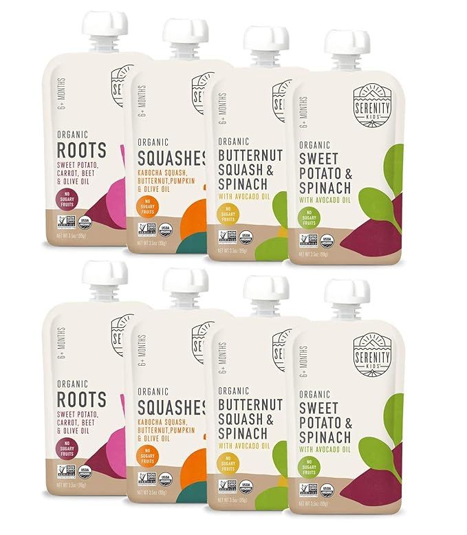 Serenity Kids Baby Food, Organic Savory Veggies Variety Pack with Organic Roots, Sweet Potato, Sq... | Amazon (US)