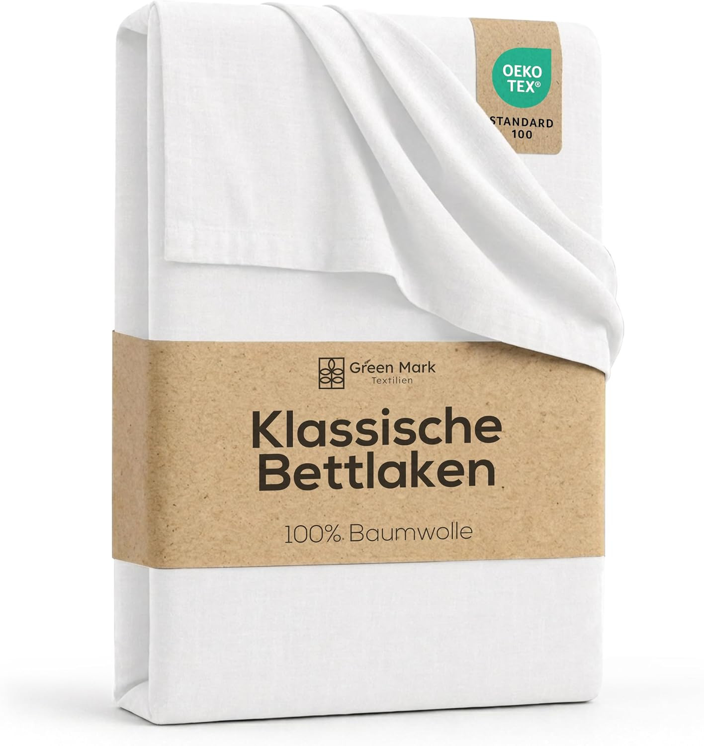 Betttuch/Bettlaken/Haustuch 250x150 cm weiß von Green Mark Textilien® 100% gewebte Baumwolle | Amazon (DE)