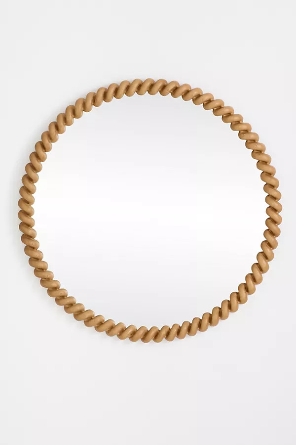 San Marco Braided Wood Finish Round Wall Mirror | Anthropologie (US)