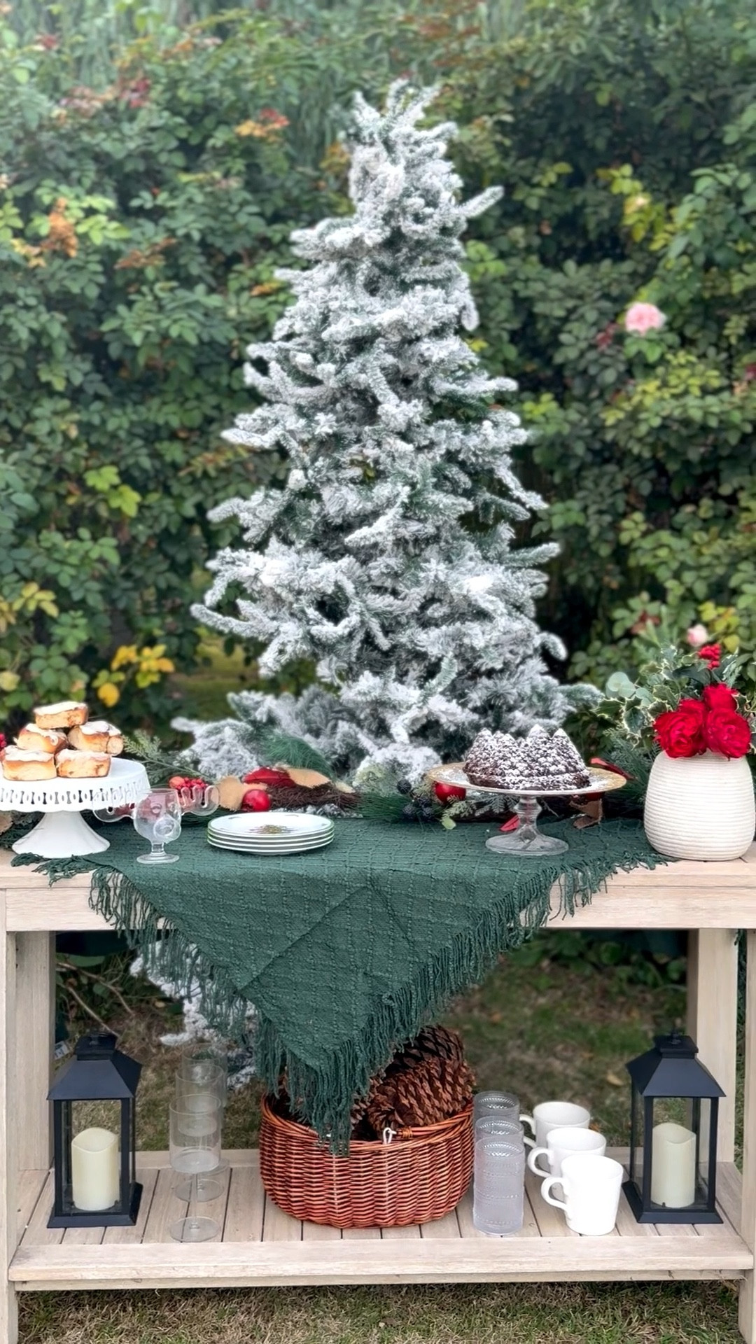 This gorgeous holiday console table was adorned with a green knit throw blanket, a white cake stand, delicious desserts, holiday decor, entertaining essentials and more from @wayfair #wayfair #wayfairpartner #ad

#LTKHome #LTKSaleAlert #LTKHoliday
