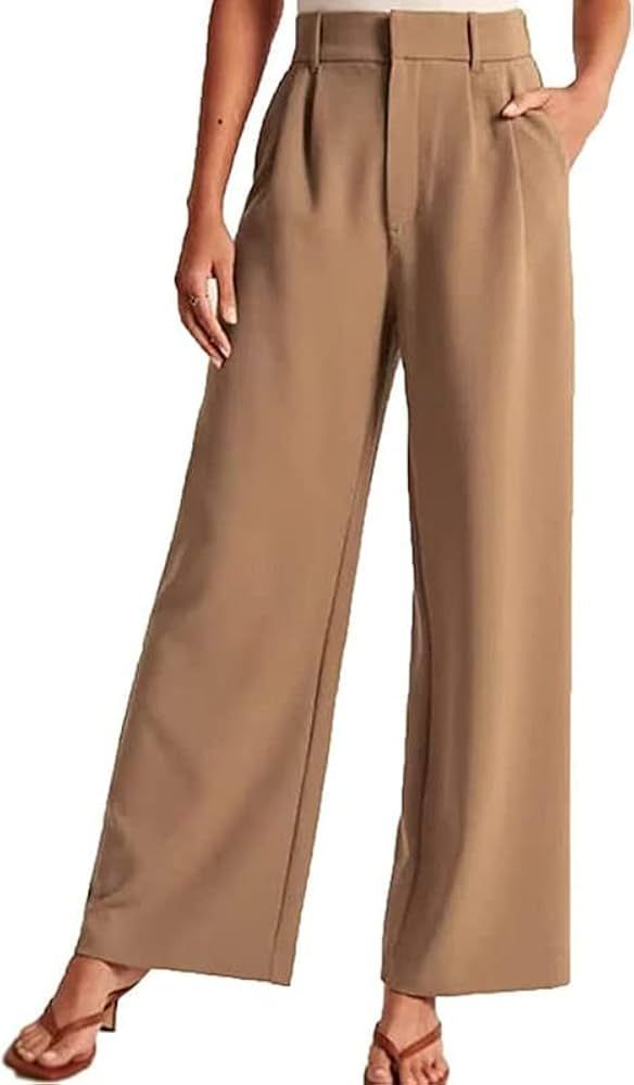 The Effortless Tailored Wide Leg Pants, 2023 New Women's Casual Wide Leg High Down Straight Long ... | Amazon (US)