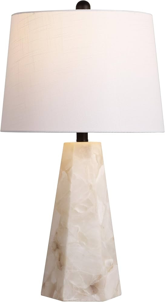 JONATHAN Y 25.5" Natural/Black Modern Table Lamp for Bedroom, White Linen Shade, Contemporary Bed... | Amazon (US)