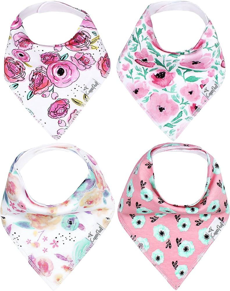 Copper Pearl Baby Bandana Drool Bibs for Drooling and Teething 4 Pack Gift Set “Bloom, Soft Set... | Amazon (US)
