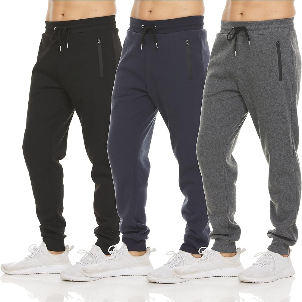PURE CHAMP Mens 3 Pack Fleece Active Athletic Workout Jogger Sweatpants for Men with Zipper Pocke... | Amazon (US)