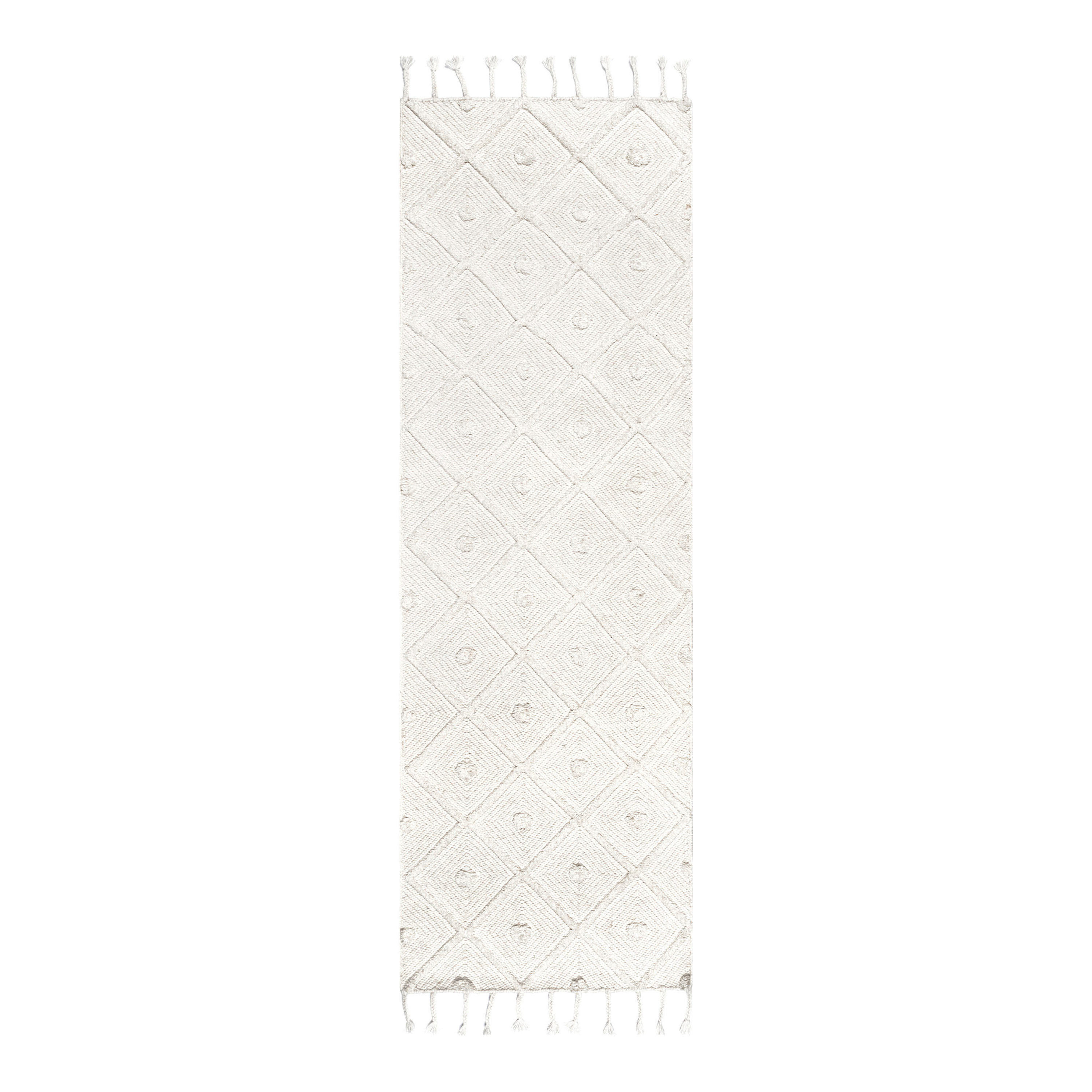 Off White Diamond And Dot Wool Deandra Floor Runner | World Market