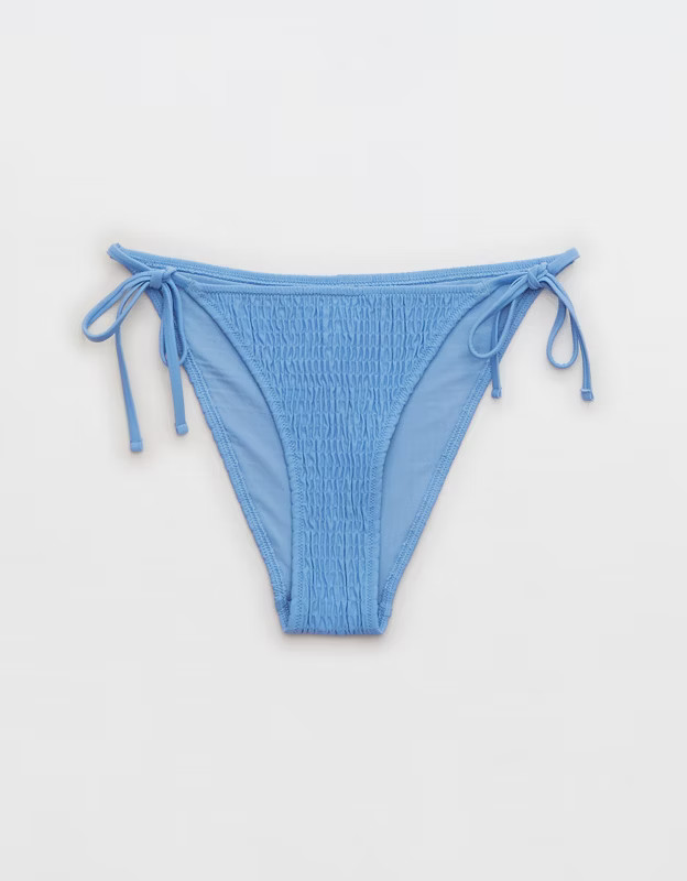 Aerie Smocked Tie Cheeky Bikini Bottom | American Eagle Outfitters (US & CA)