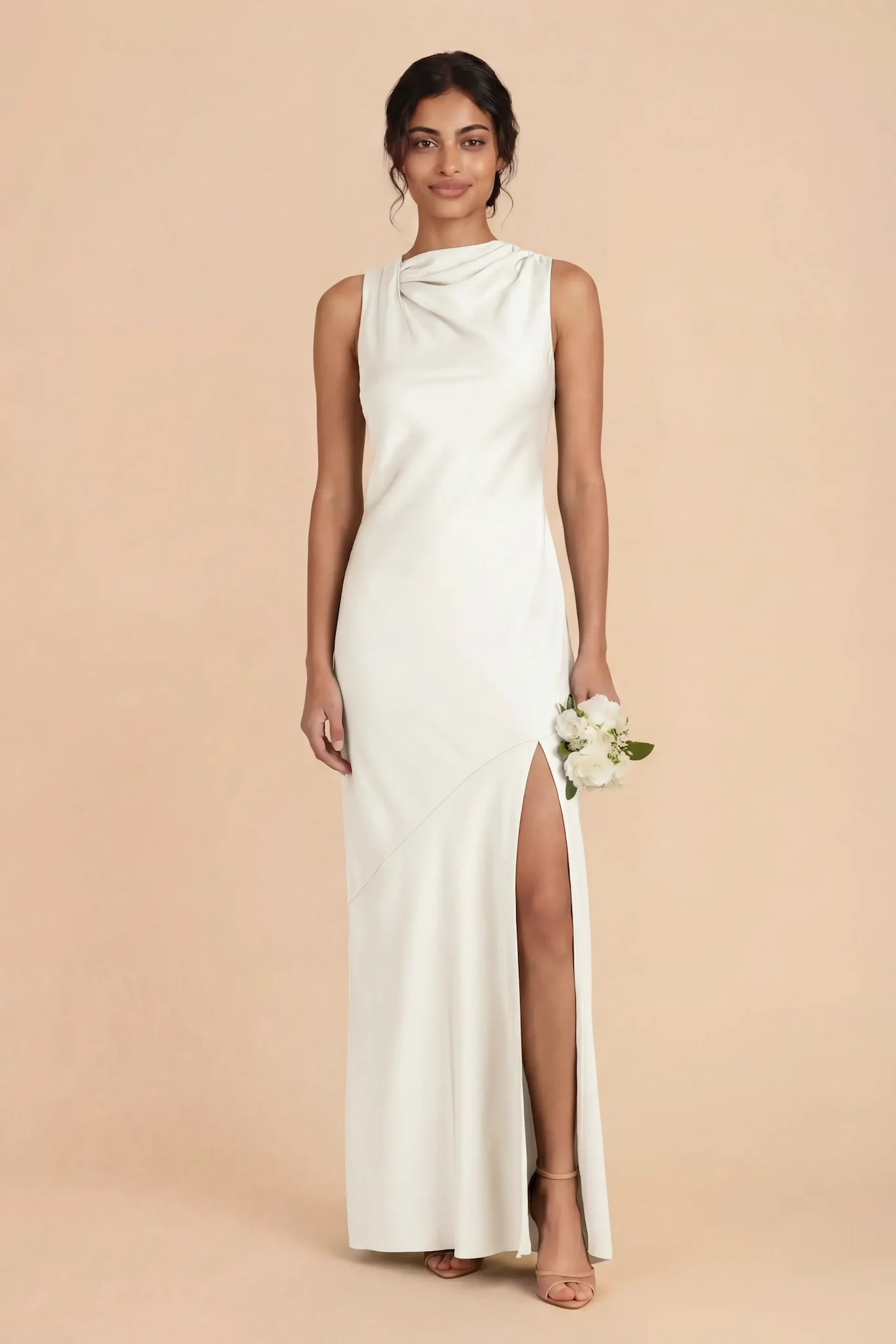 Daisy Matte Satin Dress - White | Birdy Grey | Birdy Grey