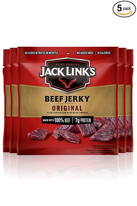 Jack Link's Beef Jerky, Original - Flavorful Meat Snack for Lunches, Ready to Eat - 7g of Protein... | Amazon (US)