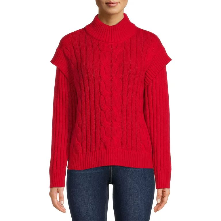 Time and True Women's Mock Neck Sweater - Walmart.com | Walmart (US)