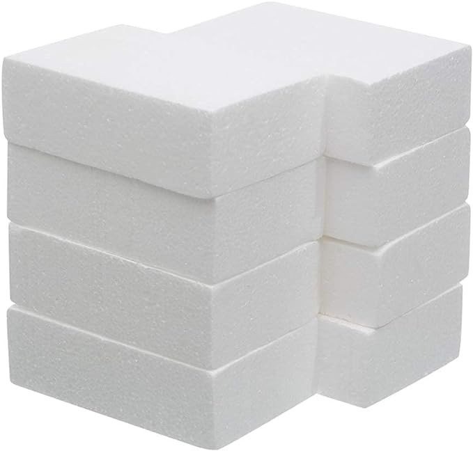 Crafare 8 Pack Craft Foam Blocks 6X4X2in Polystyrene Brick Rectangle for Arts School Projects Scu... | Amazon (US)