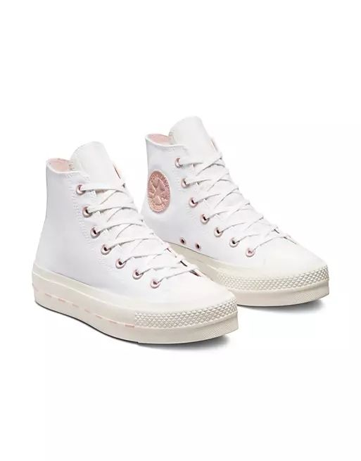 Converse Chuck Taylor All Star Hi Lift Crafted Folk platform sneakers in white | ASOS | ASOS (Global)