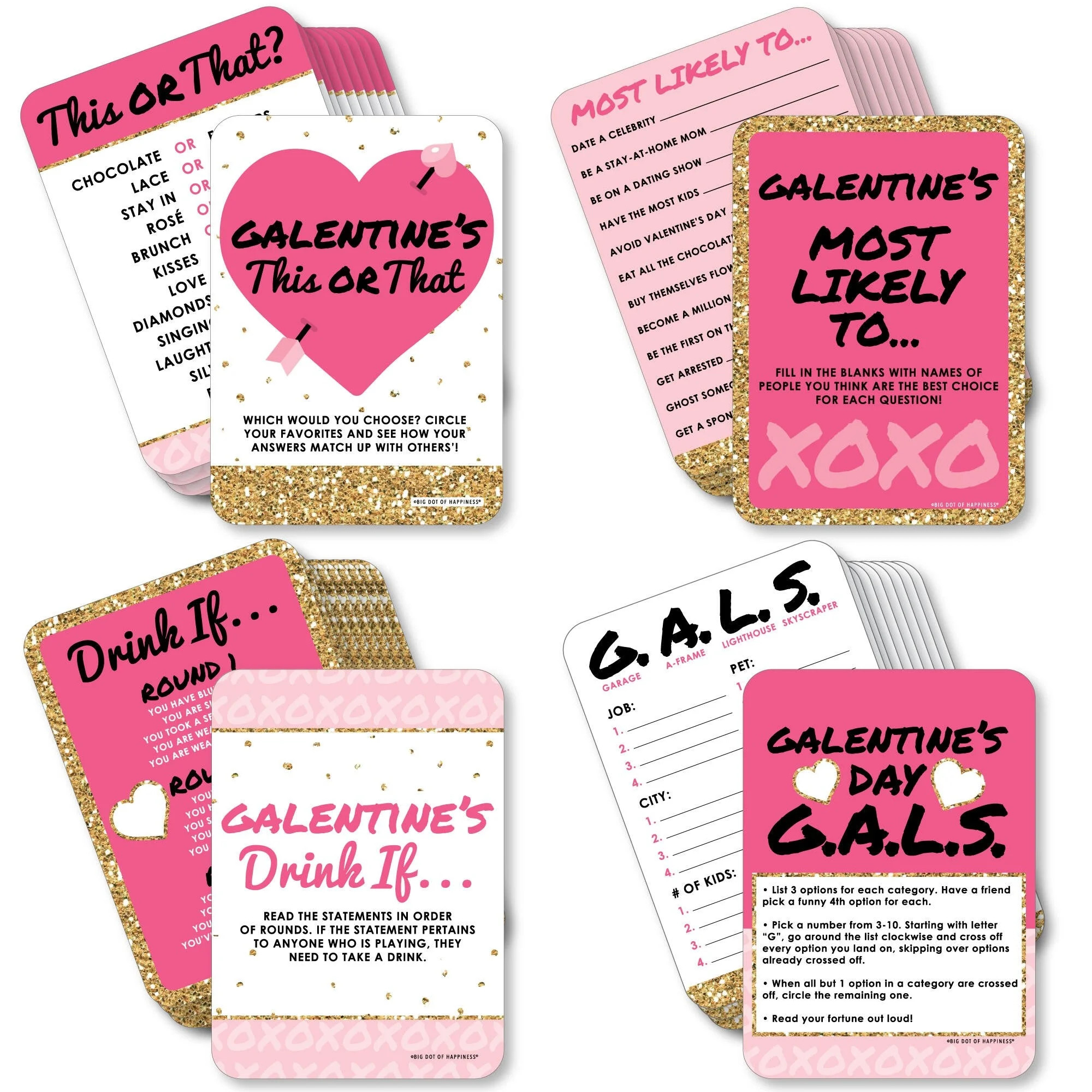 Big Dot of Happiness Be My Galentine - 4 Valentine’s Day Party Games - 10 Cards Each - This or ... | Walmart (US)