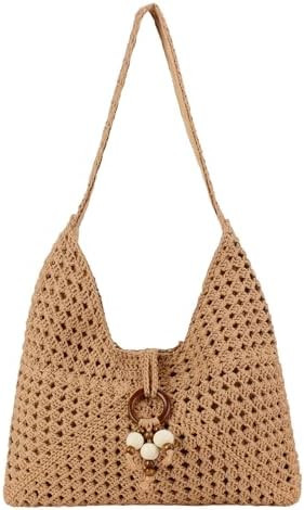Peicees Crochet Summer Purse, Boho Woven Purse for Travel Beach Vacation Cruise Knit Shoulder Bag... | Amazon (US)