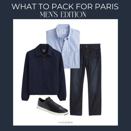 Packing for Paris For Men 
Stripe Button Down 
Sneakers
Navy Jacket 
Dark Denim 

#LTKstyletip #LTKmens #LTKtravel