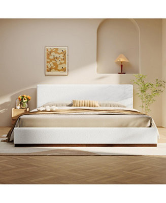 Streamdale FurnitureElegant White Fabric Upholstered King Bed with Solid Wood Base | Macy's
