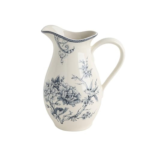 Amazon.com: 222 Fifth Adelaide Porcelain Pitcher, 100oz Blue & White Large Floral Serving Pitcher... | Amazon (US)