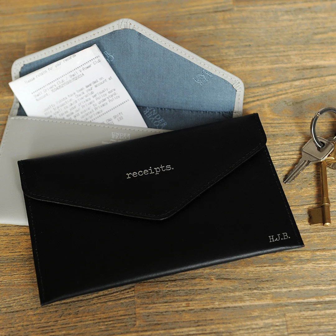 Personalised Receipts Envelope, Money and Card Purse, Travel Documents Organiser Recycled Leather... | Etsy (US)