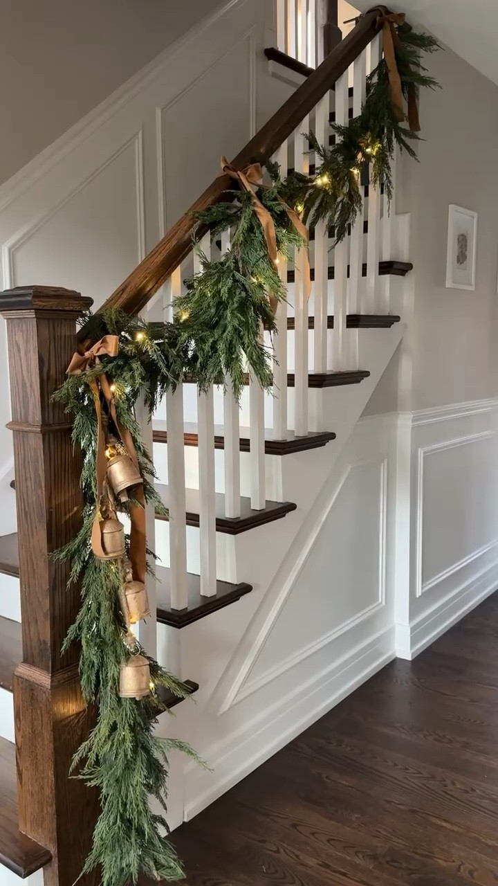 My stairwell garland, ribbon and bells have all been top favorites the last few weeks!! Truly such beautiful pieces. 

#LTKHome #LTKStyleTip