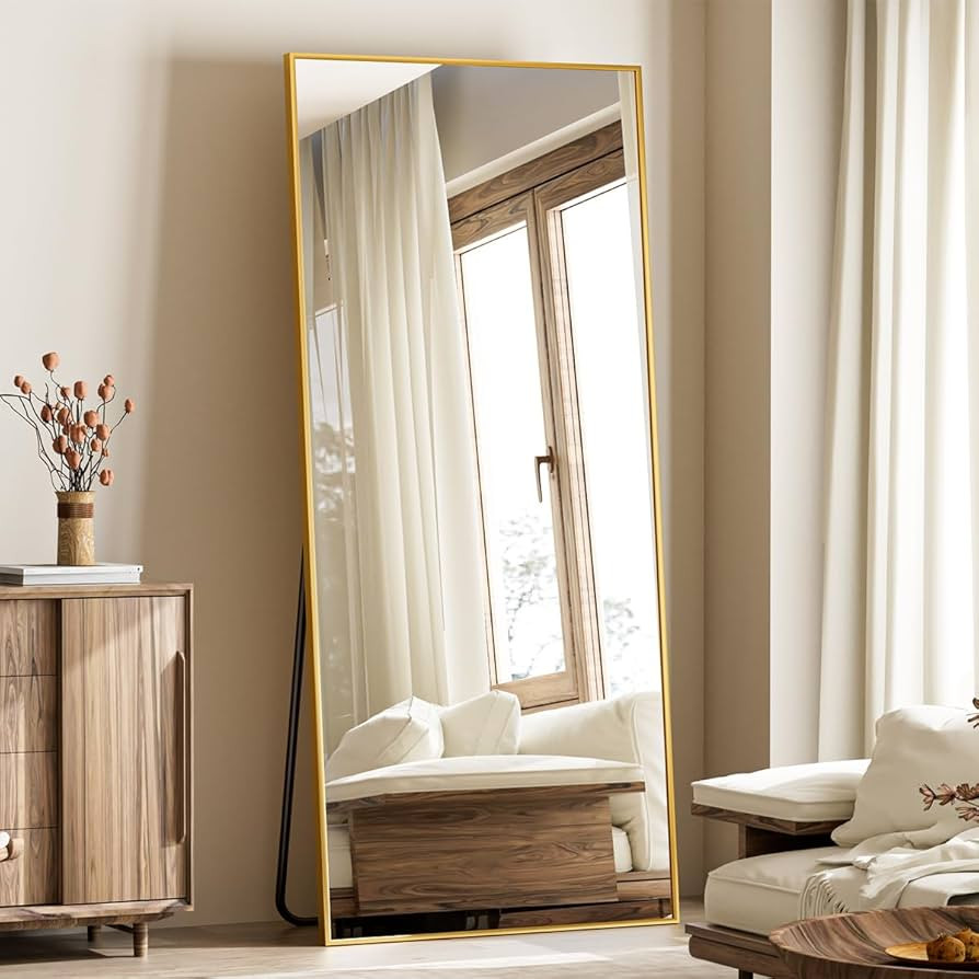 Koonmi Large Mirrors for Wall, 65"x24" Full Length Mirror with Stand, Full Body Mirror with Alumi... | Amazon (US)