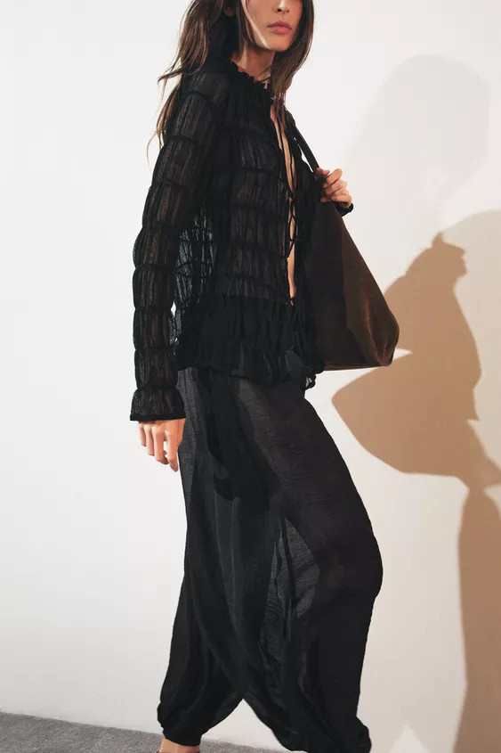 ZW COLLECTION TIE-HEM BALLOON PANTS | Zara US