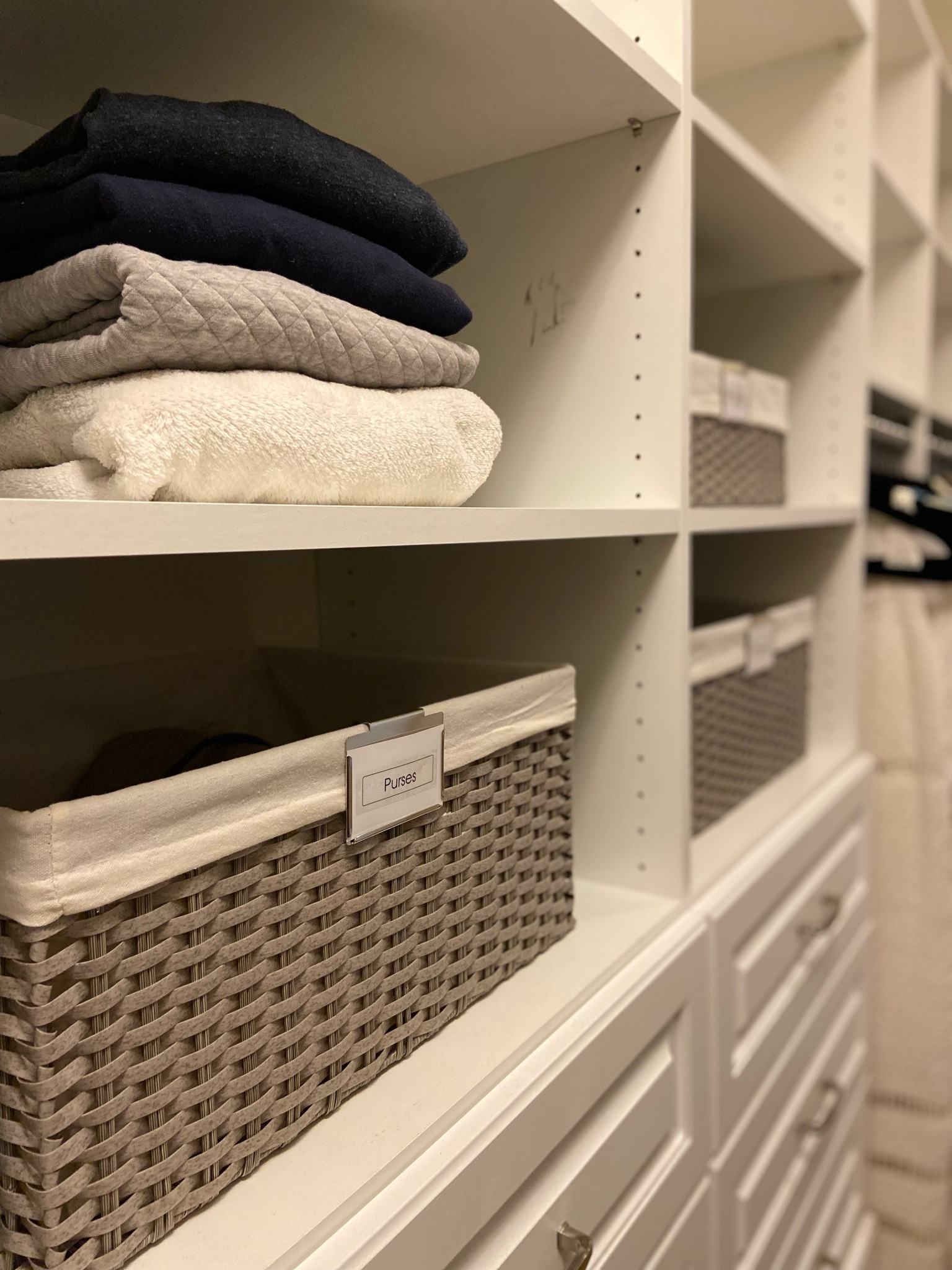 The Montauk Basket - one of our go-to products for closets! Comes in medium & large and has a liner to prevent snagging. 