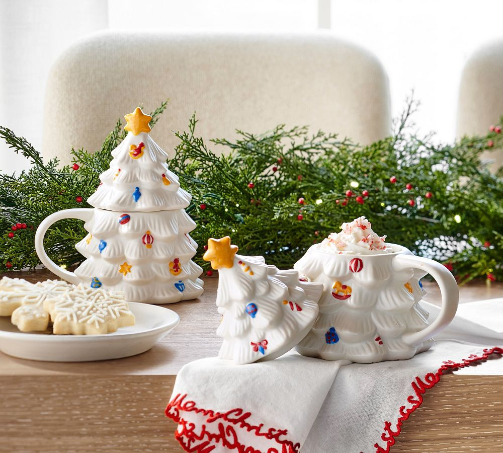Christmas in the Country Lidded Tree Stoneware Mug | Pottery Barn (US)