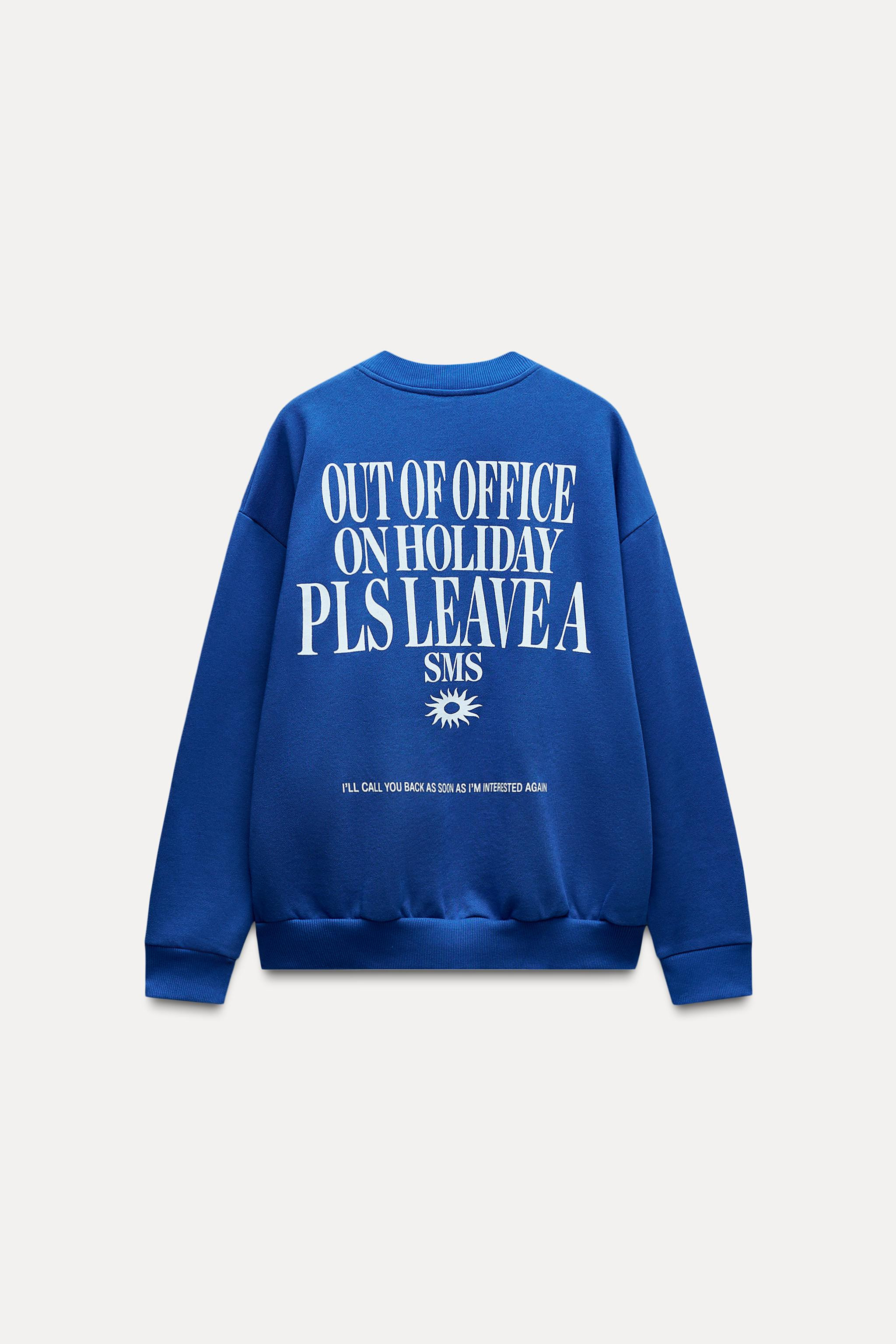 Long sleeve sweatshirt with a round neckline. Featuring ribbed trims and a contrast slogan detail... | Zara UK
