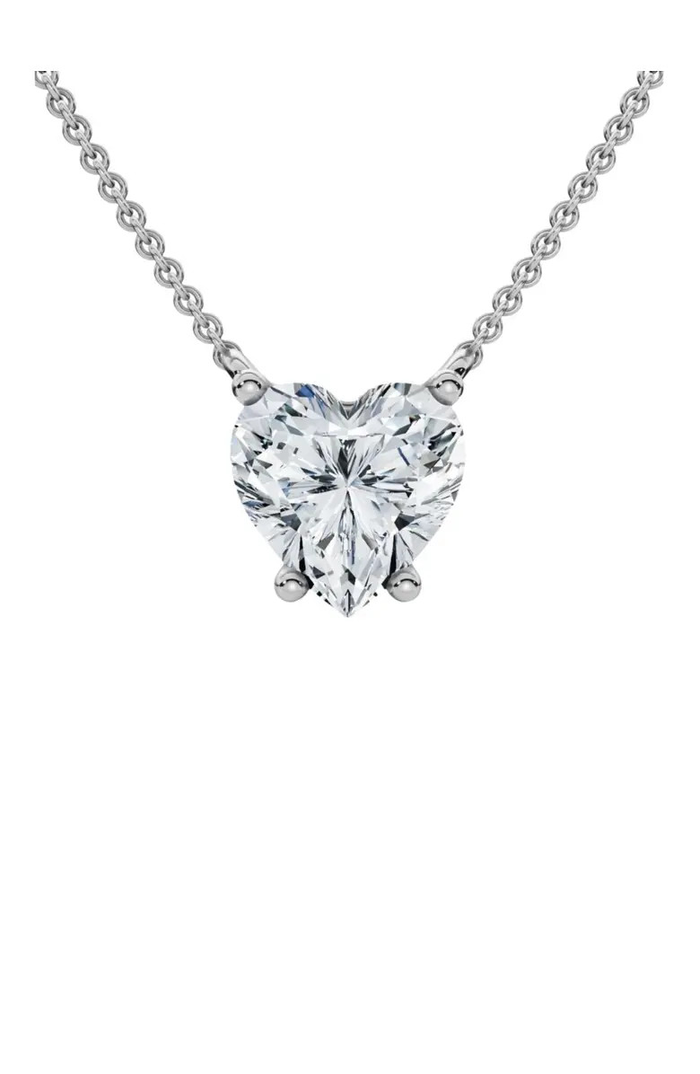 1Ct Heart Shape Diamond Solitaire Diamond Pendant 14k Gold Necklace Lab Grown | Nordstrom