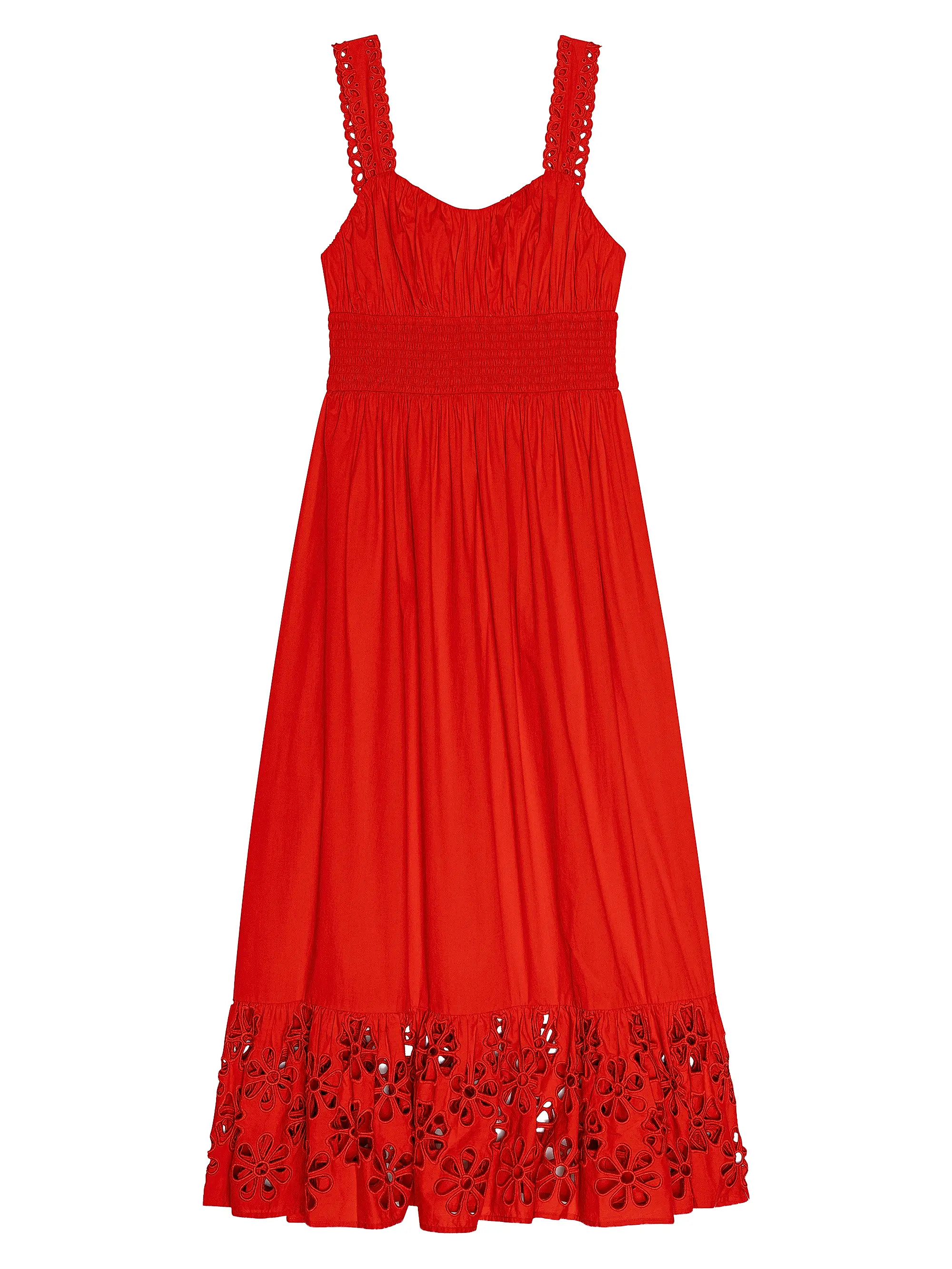 Moira Embroidered Shirred Midi-Dress | Saks Fifth Avenue