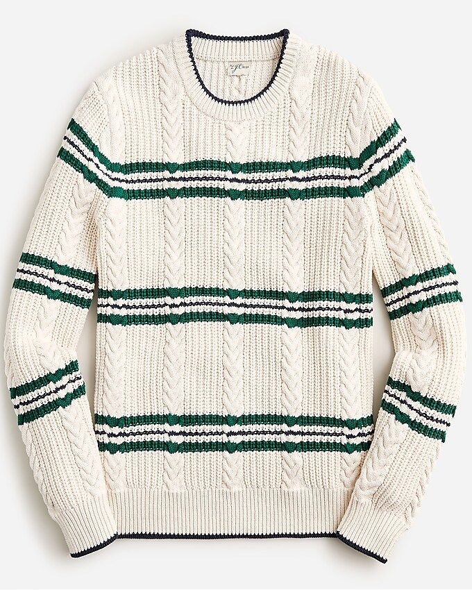 Heritage cotton cable-knit sweater in stripe | J.Crew US