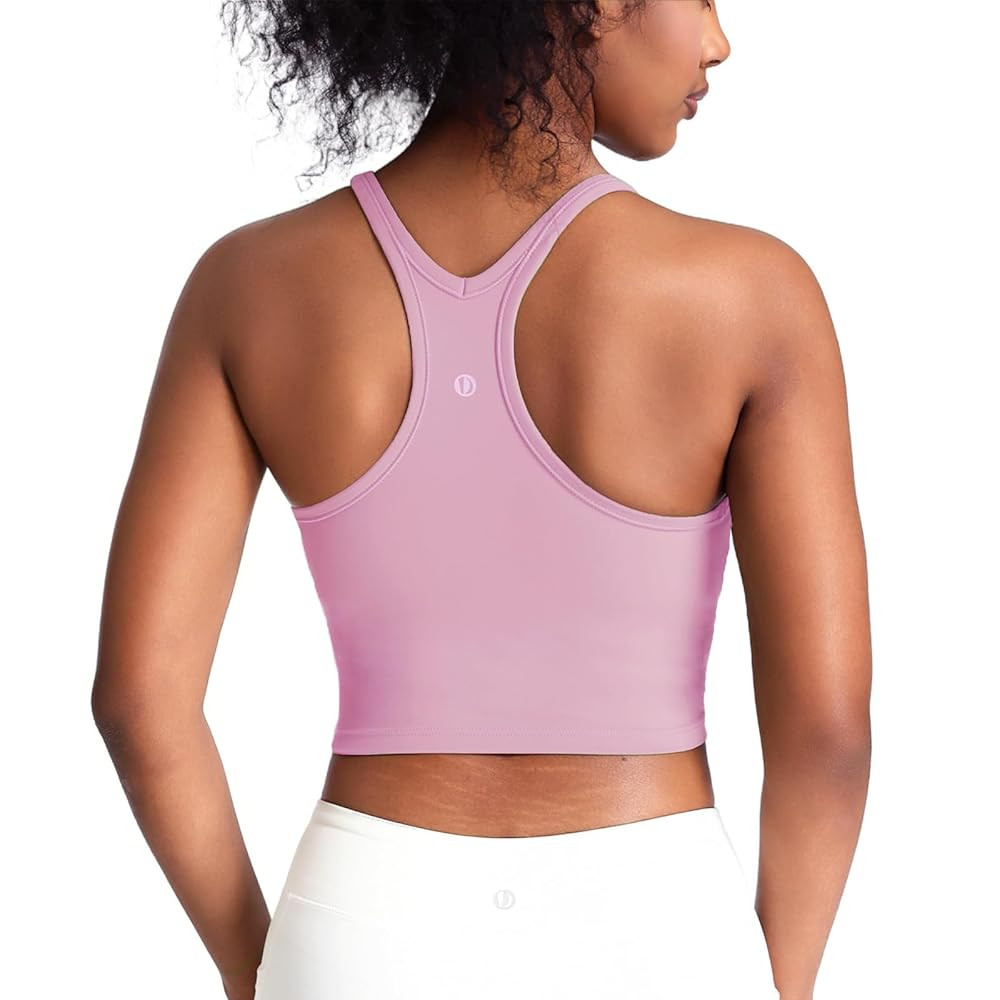 Women's Scoop Neck Racerback Longline Sports Bra, Medium Support with Removable Padded, Crop Tank... | Amazon (US)