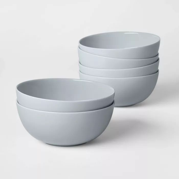 16oz 6pk Glass Bowls Gray - Made By Design™ | Target