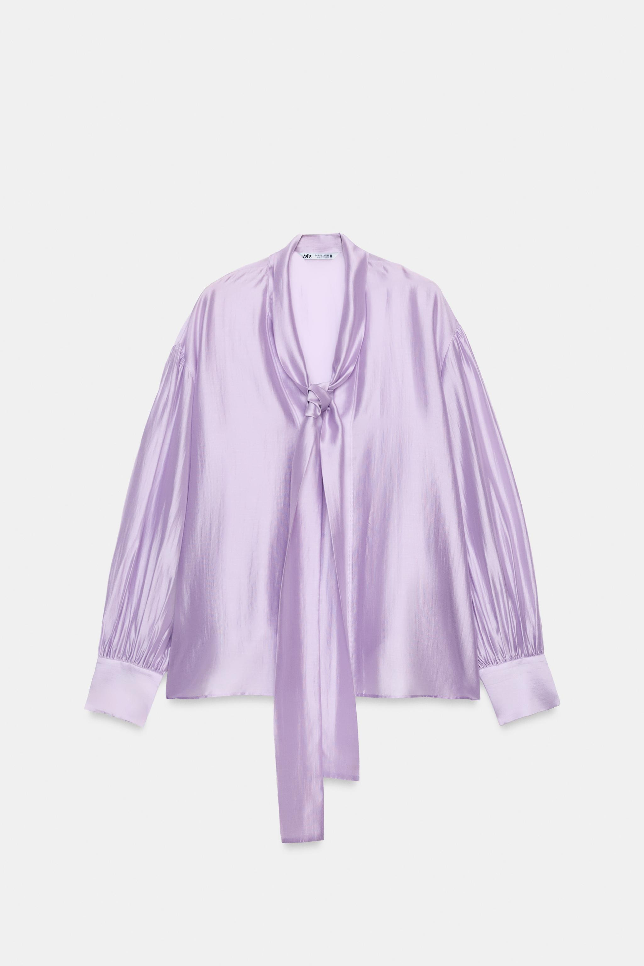 SATIN EFFECT SHIRT WITH TIES ZW COLLECTION | Zara US