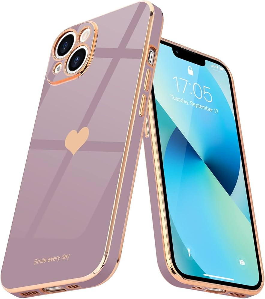 Teageo Compatible with iPhone 13 Case for Girl Women Cute Love-Heart Luxury Bling Plating Soft Ba... | Amazon (US)