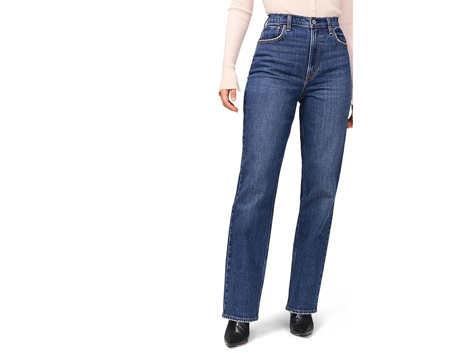 Abercrombie & Fitch Curve Love Ultra High Rise 90s Straight Jean (Dark Clean) Women's Jeans | Zappos