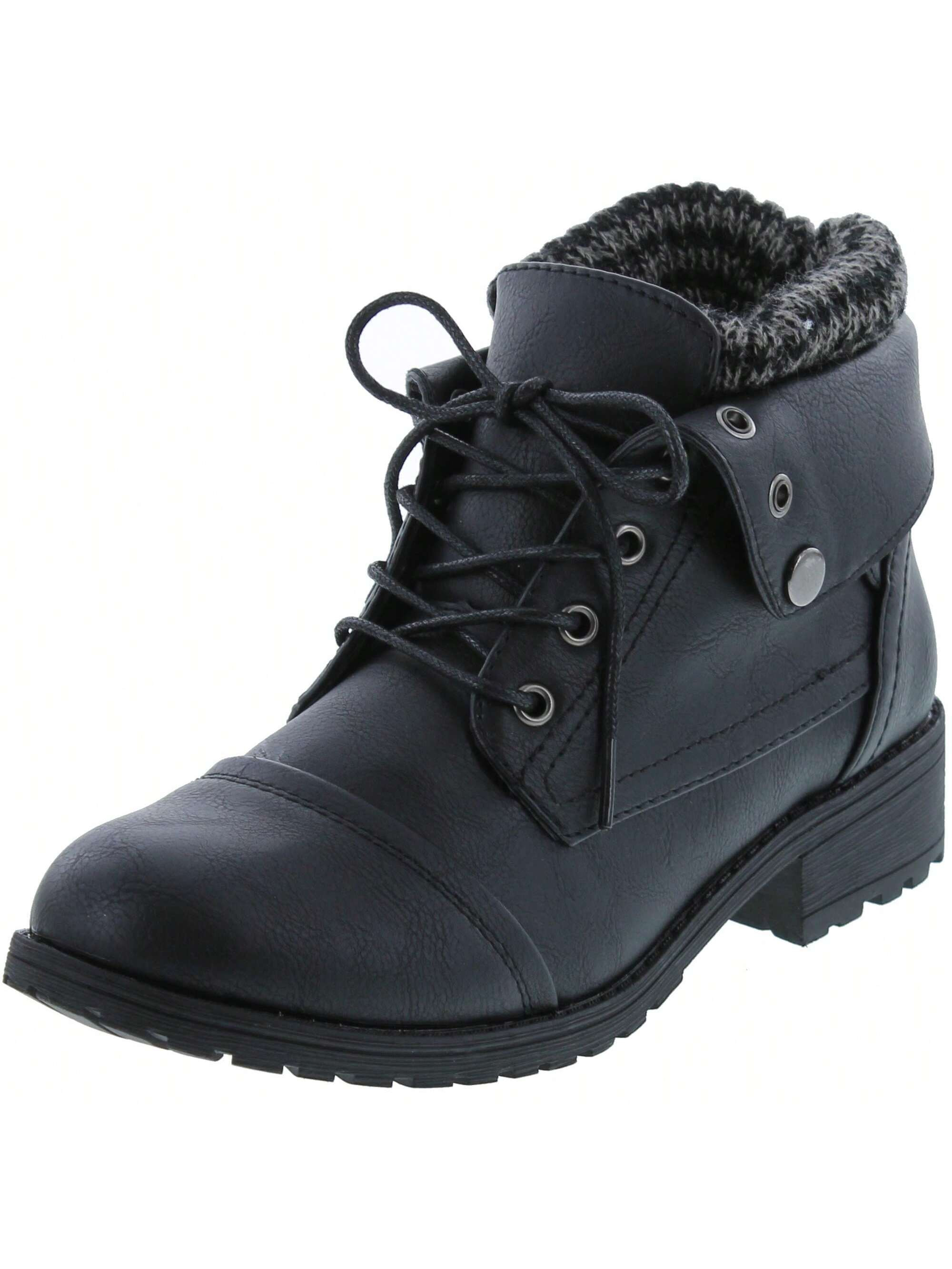 Womens Cuff Foldover Lace Up Ankle Boots | SHEIN