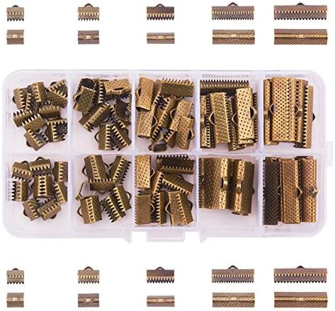 PandaHall Elite About 100 Pcs Iron Ribbon Bracelet Bookmark Pinch Crimp Clamp End Findings Cord E... | Amazon (US)