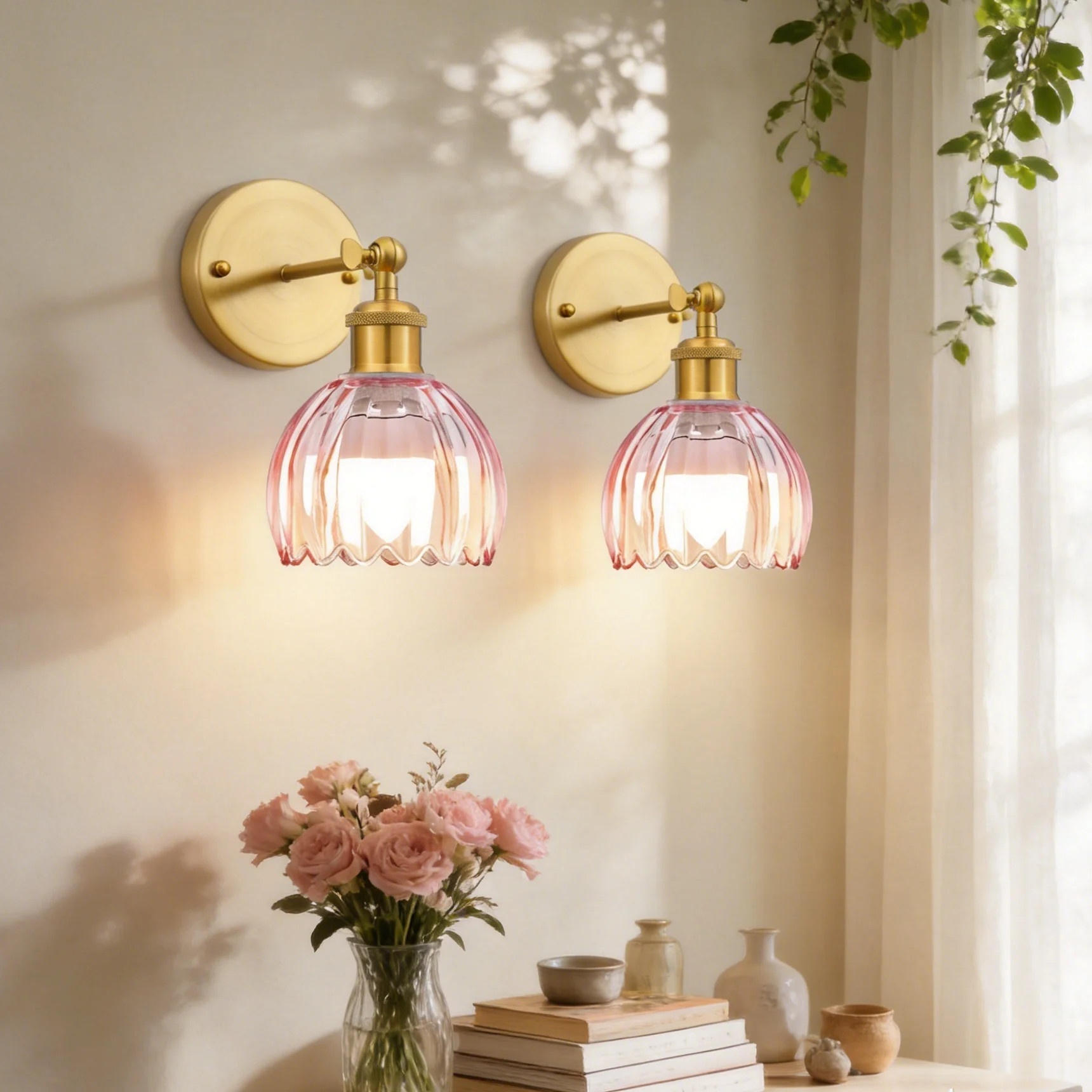 Battery Operated Tulip Wall Sconce Set Of 2 With Remote & Bulb, Dimmable Wireless Rechargeable Wa... | Wayfair North America