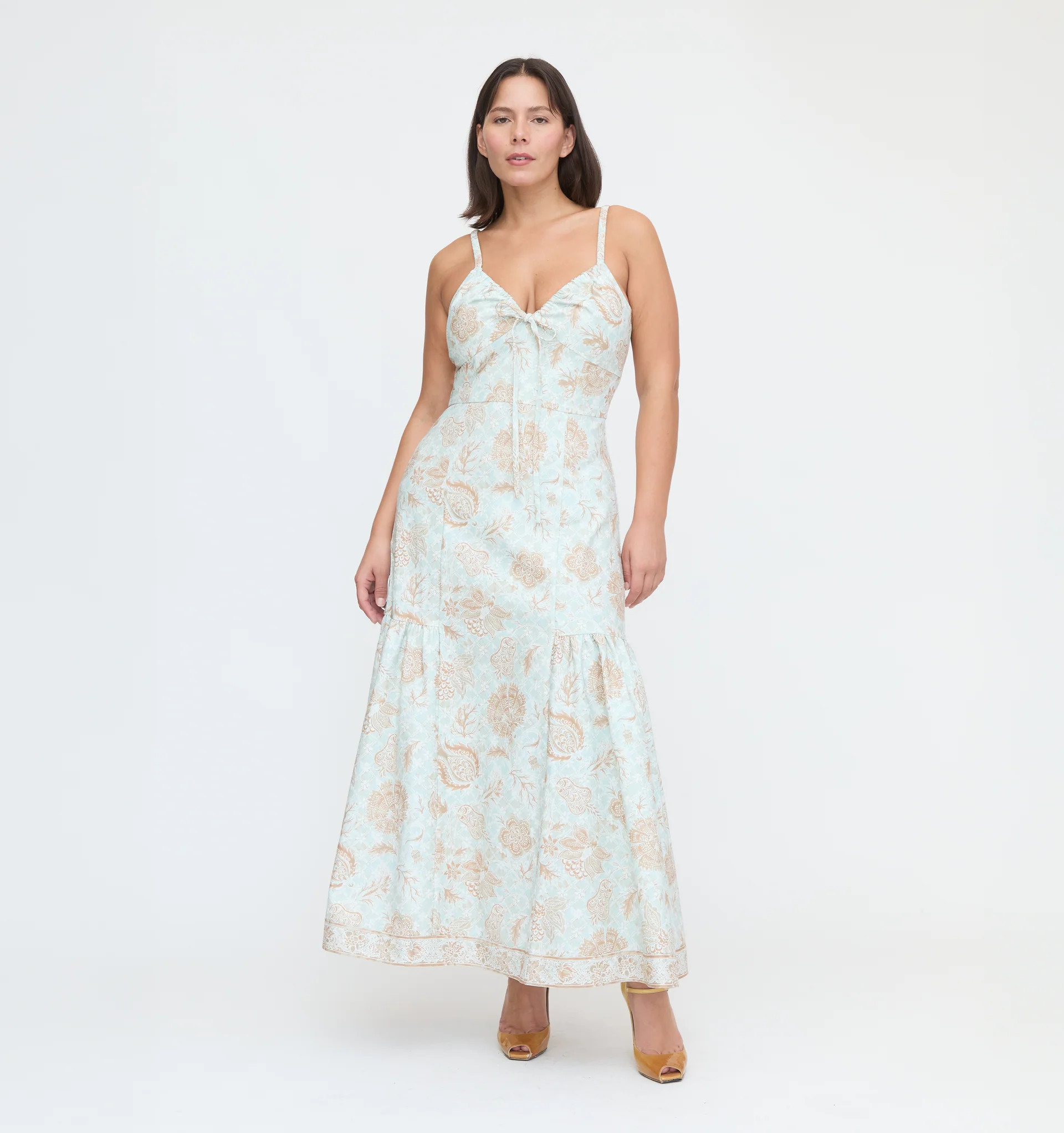 The Lillie Dress - Aqua Calico Trellis | Hill House Home US