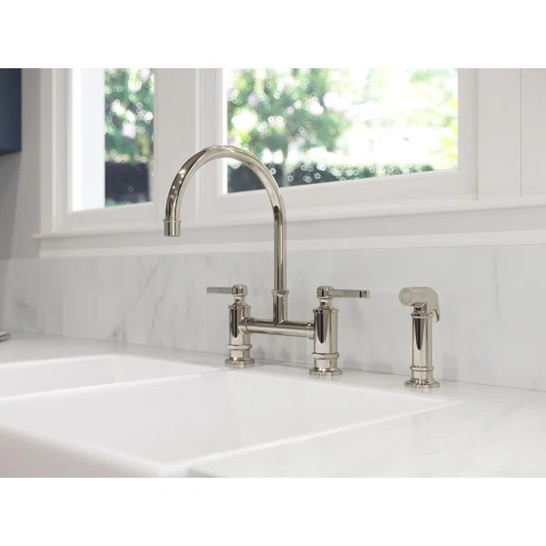 Port Haven Kitchen Bridge Faucet with Side Spray | Wayfair North America