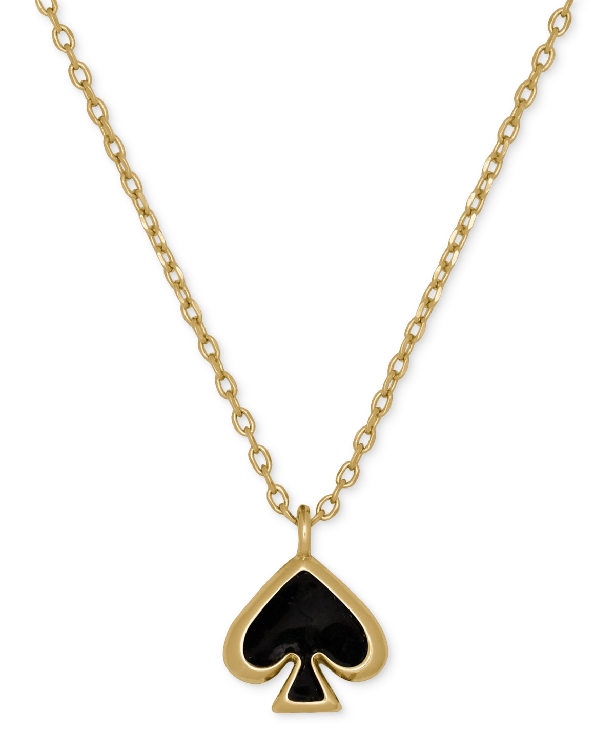 kate spade new york Gold-Tone Brass Spade Enamel Mini Pendant Necklace - Black | Macy's