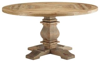 Column 59" Round Pine Wood Dining Table, Brown | Houzz (App)