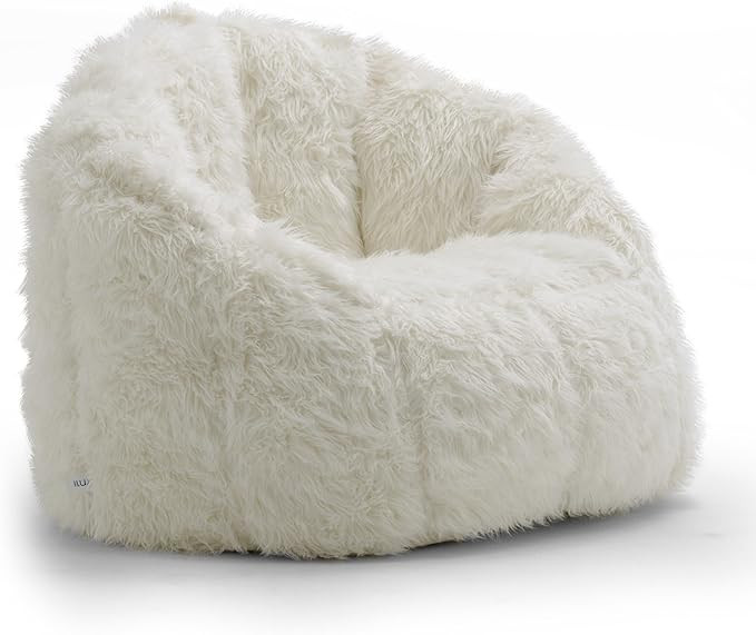 Big Joe, 0638472 Milano Shag Ivory Bean Bag Chair, Ivory | Amazon (US)