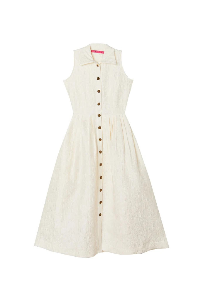 BURU x Pappy & Co Sleeveless Shirtdress - Ivory Brocade | Shop BURU