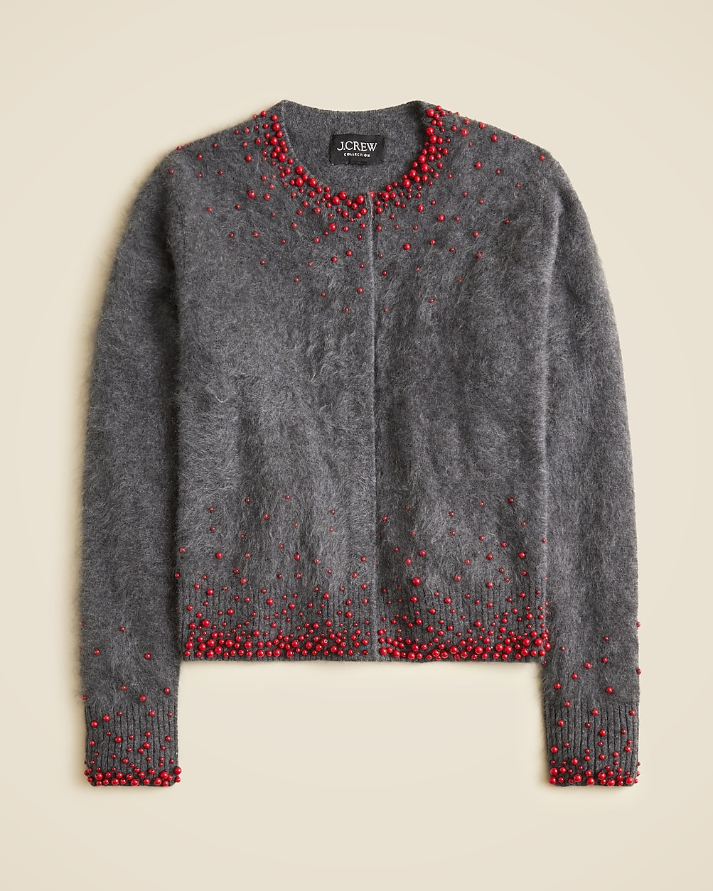 Brushed cashmere cardigan with bead embellishments | J. Crew US